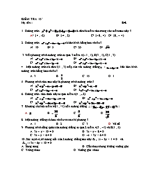 2 Đề kiểm tra 15 phút Chương III môn Hình học Lớp 10